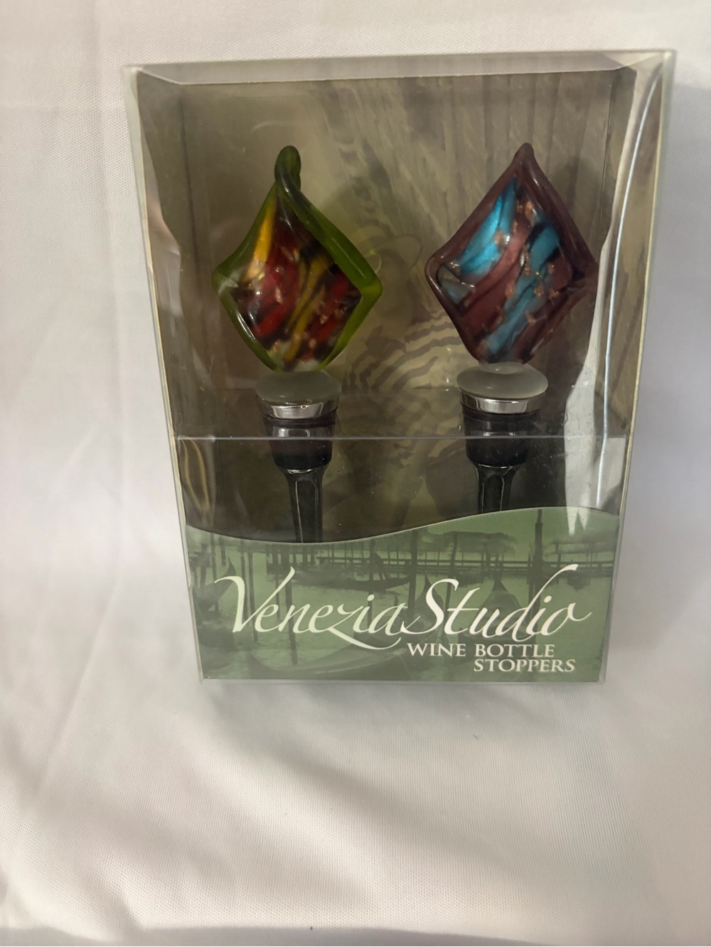 Multicolor Glass Wine Bottle Stoppers - Set of 2
